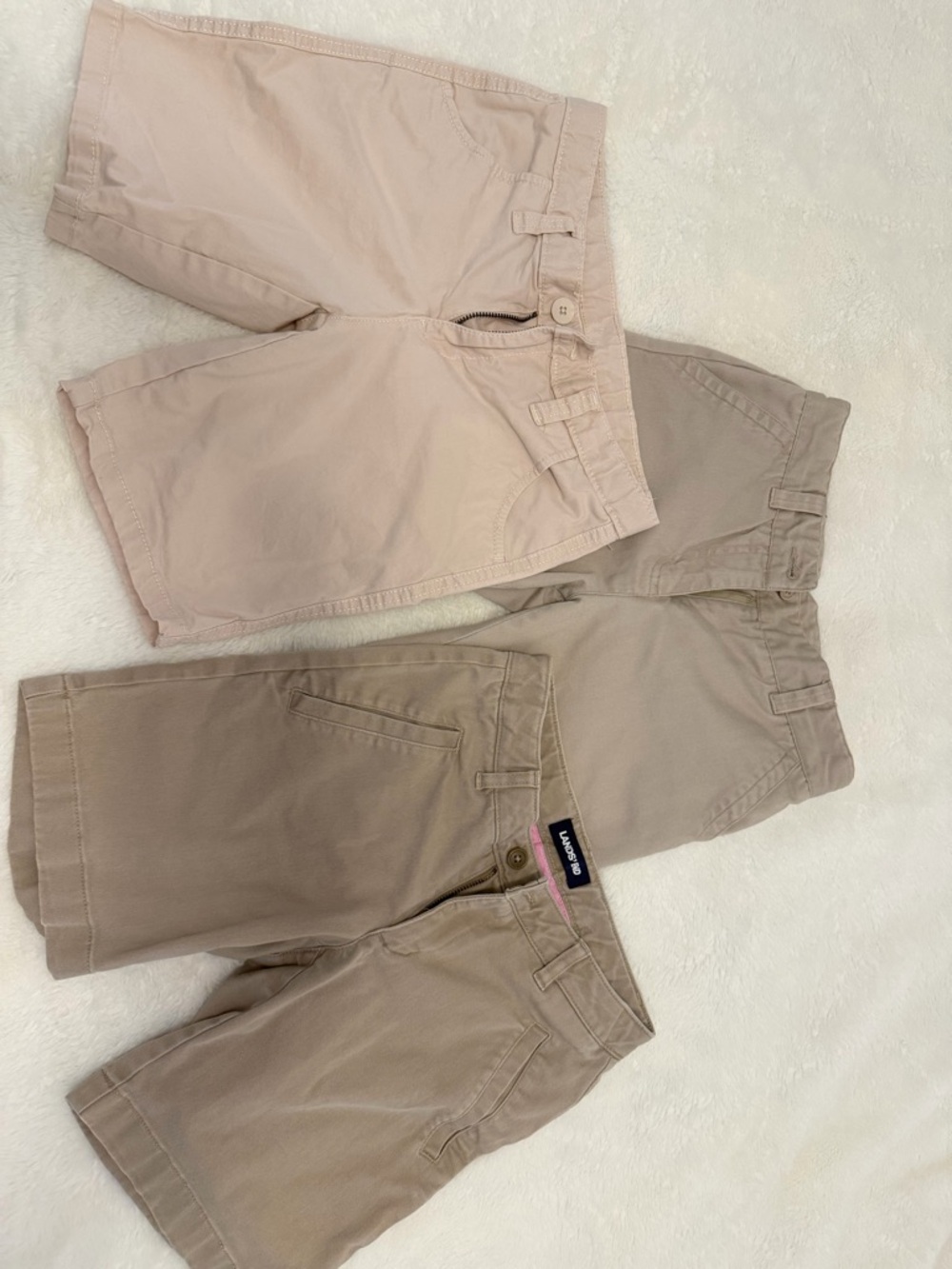 Faded Glory girl’s  3-Pack Chino Shorts in Beige, khaki uniform shorts